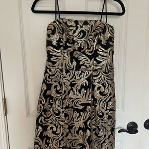 Elegant Black and Gold Strapless Dress